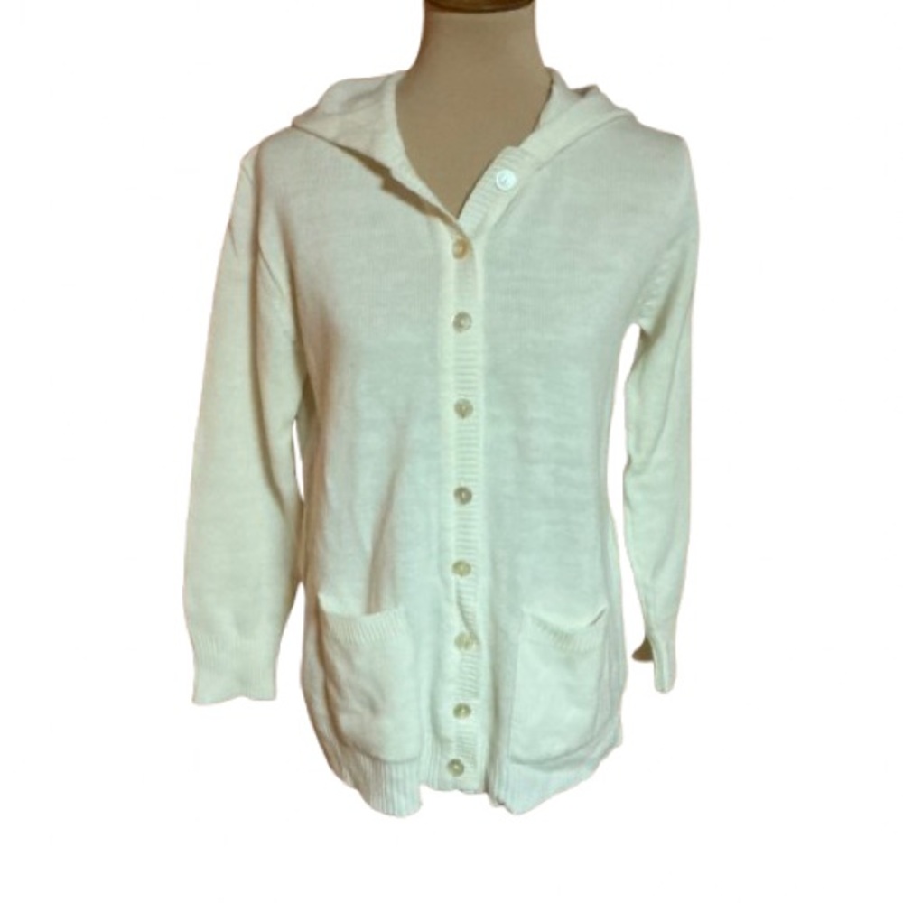 Vtg 70s Kimlon hooded button down cardigan